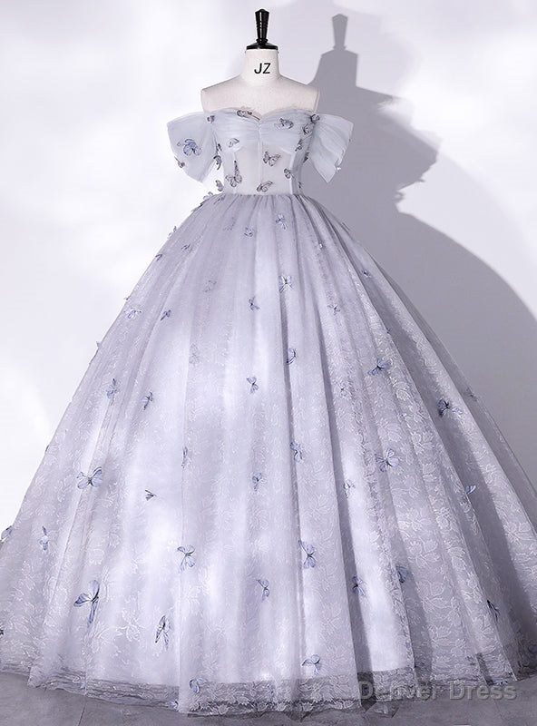 Pink Tulle Butterfly Off the Shoulder Quinceanera Dresses
