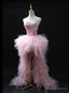 Pink Tulle Strapless Beading Prom Dresses