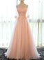 Pink Tulle Lace Short Sleeve Bridesmaid Dresses