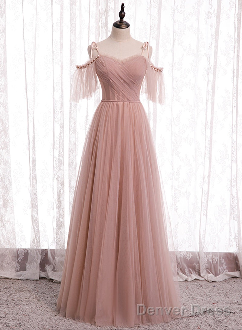 Pink Tulle Long Prom Dresses, A-Line Evening Party Dresses Secondary image