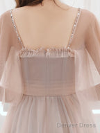Pink Tulle Off Shoulder Short Prom Dress, Pink Tulle Homecoming Dresses