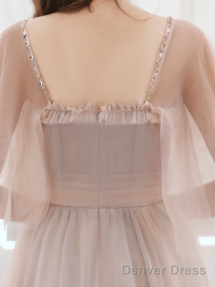 Pink Tulle Off Shoulder Short Prom Dress, Pink Tulle Homecoming Dresses
