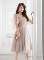 Pink Tulle Off Shoulder Short Prom Dress, Pink Tulle Homecoming Dresses