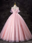 Pink Tulle Off the Shoulder Pleats Beading Quinceanera Dresses