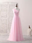 Pink Tulle One Shoulder Long Prom Dress Pink Bridesmaid Dresses