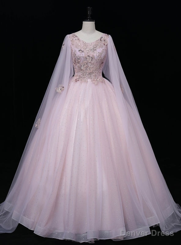 Pink Tulle Sequins Beading Embroidery Quinceanera Dresses