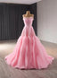 Pink Tulle Sequins Beading Pleats Straps Prom Dresses