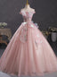 Pink Tulle Sequins Beading Quinceanera Dresses