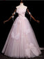 Pink Tulle Sequins Butterfly Prom Dresses