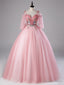 Pink Tulle Sequins Spaghetti Straps Appliques Quinceanera Dresses