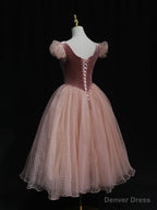 Pink tulle short prom dress pink tulle homecoming dress
