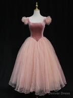 Pink Tulle Short Prom Dress, Pink Tulle Puffy Homecoming Dresses