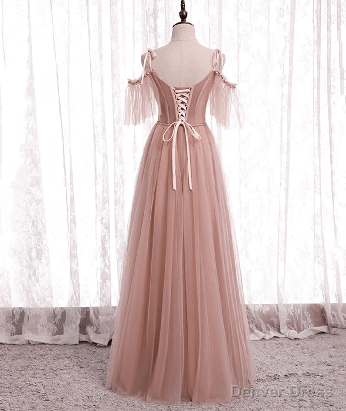Pink Tulle Simple A Line Long Wedding Prom Dress Pink Prom Dress shops