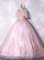 Pink Tulle Straps Appliques Quinceanera Dresses