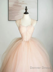 Pink Tulle Sweetheart Ball Gown Cute Sweet 16 Dress, Pink Tulle Prom Dress