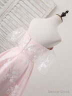 Pink Tulle Sweetheart Lace Short Prom Dress, Pink Homecoming Dresses