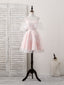 Pink Tulle Sweetheart Lace Short Prom Dress, Pink Homecoming Dresses