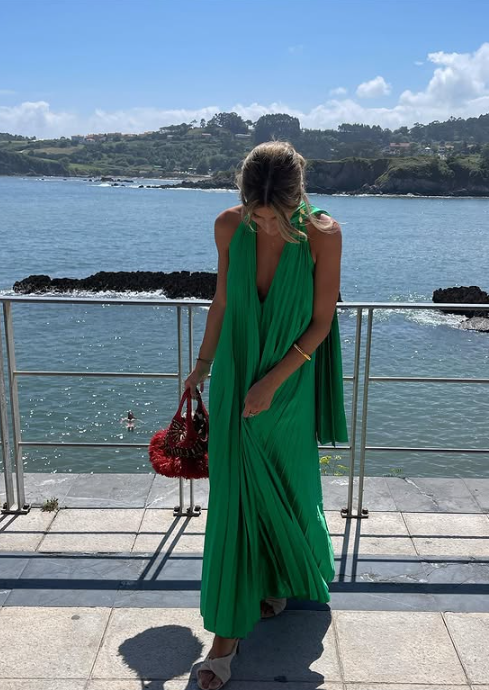 Pink/Green Fashion V-Neck Elegant Long Satin Prom Dress Prom Dress Wedding Guest Dress Maternity Dresses