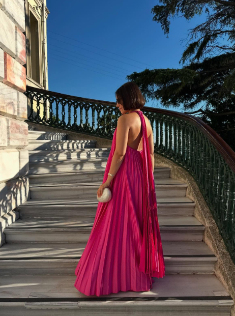 Pink/Green Fashion V-Neck Elegant Long Satin Prom Dress Prom Dress Wedding Guest Dress Maternity Dresses
