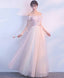 Pink Tulle Off Shoulder Long Prom Dress Pink Prom Dresses
