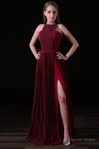 Pleat Draped Side Slit Off Shoulder Zipper Burgundy Bridesmaid Dresses