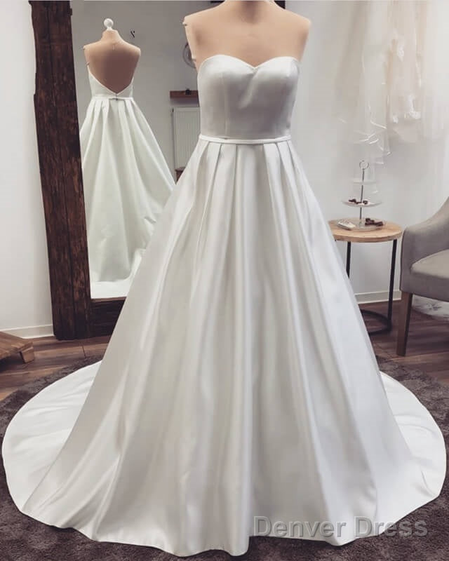 Plus Size Satin Wedding Dresses Strapless Sweetheart