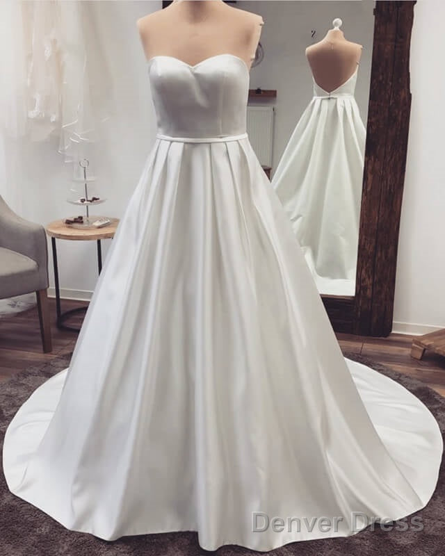 Plus Size Satin Wedding Dresses Strapless Sweetheart
