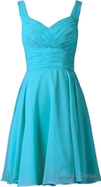 Pool V-Neck Chiffon Short Bridesmaid Dresses
