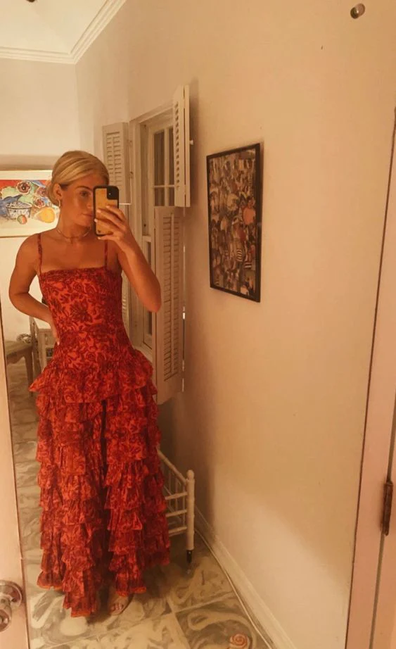 Popular Spaghetti Straps Floor Length Prom Dress New Fashion Tiered Prom Dresses Main image