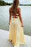 D1070,Popular Yellow Prom Dress,Long Prom Dress,Cross Back Prom Dresses