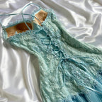 Powder Blue Sparkling Charming Retro Princess Stunning Unique Fashionable Beautiful Elegant Delicate Lace Short Lace Sequin Homecoming Dress Prom Dress Prom Dress Birthday Prom Dress