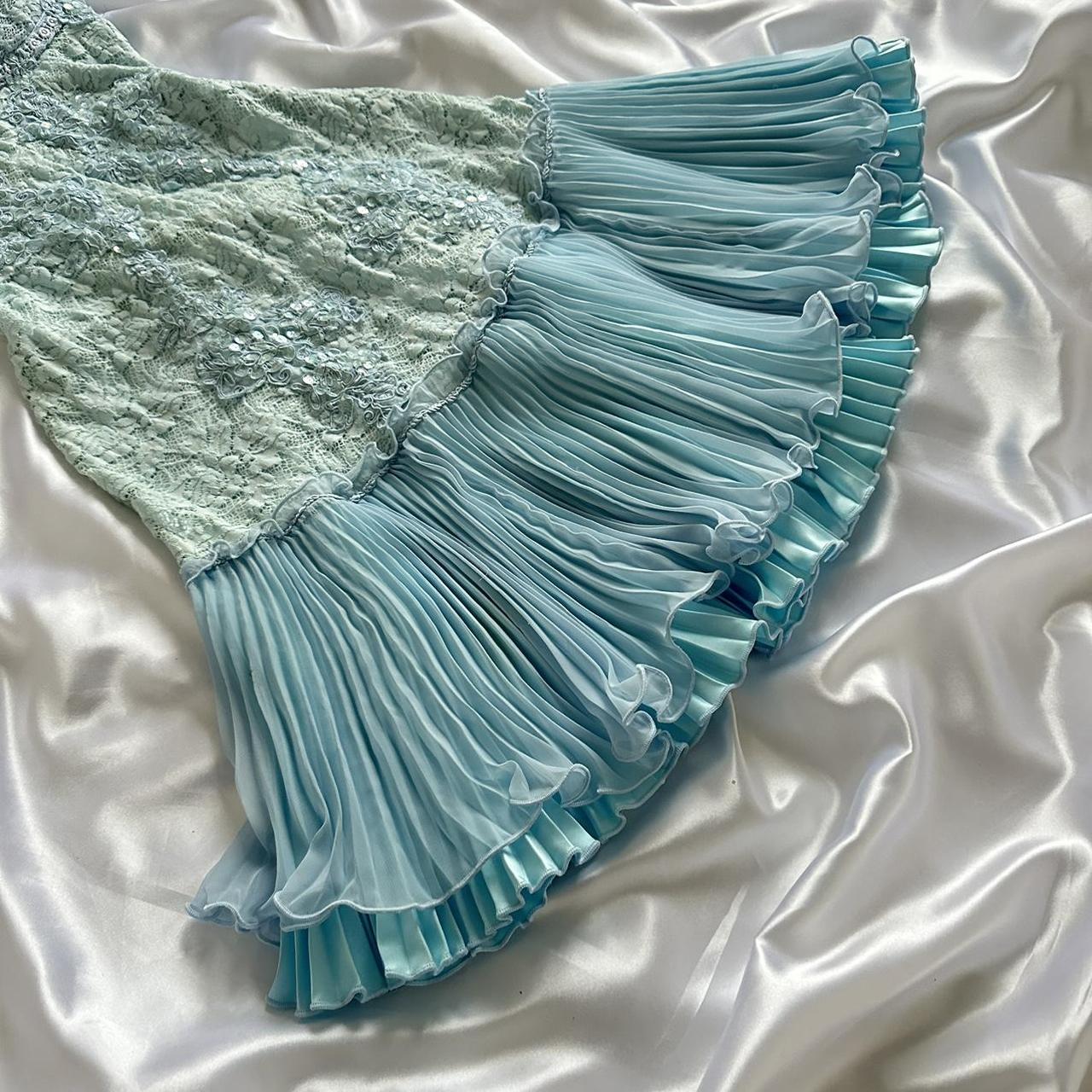 Powder Blue Sparkling Charming Retro Princess Stunning Unique Fashionable Beautiful Elegant Delicate Lace Short Lace Sequin Homecoming Dress Prom Dress Prom Dress Birthday Prom Dress