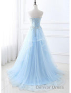 A Line Sexy Floral Engagement Prom Birthday Dresses Strapless Sleeveless Sweep Brush Train Lace with Pleats Lace Insert