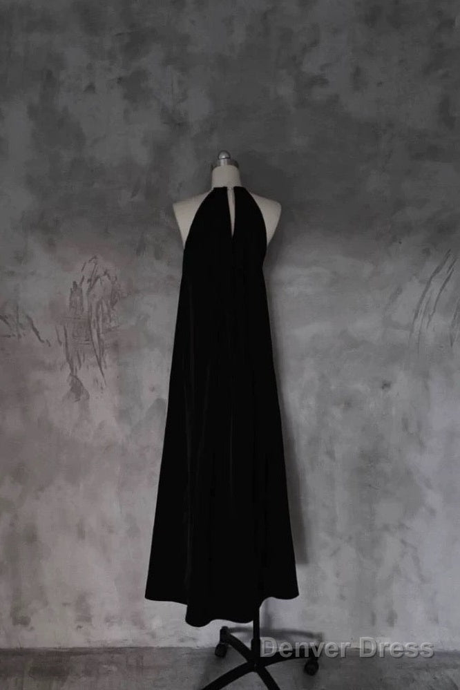 Pretty A Line Halter Black Long Prom Dresses Birthday Dress For Women Secondary image