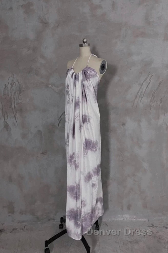 Pretty A Line Halter Floral Chiffon Long Prom Dresses Birthday Dresses For Women