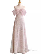 Pretty A Line Off The Shoulder Pink Sequin Long Evening Party Dresses Prom Dresses With Beads