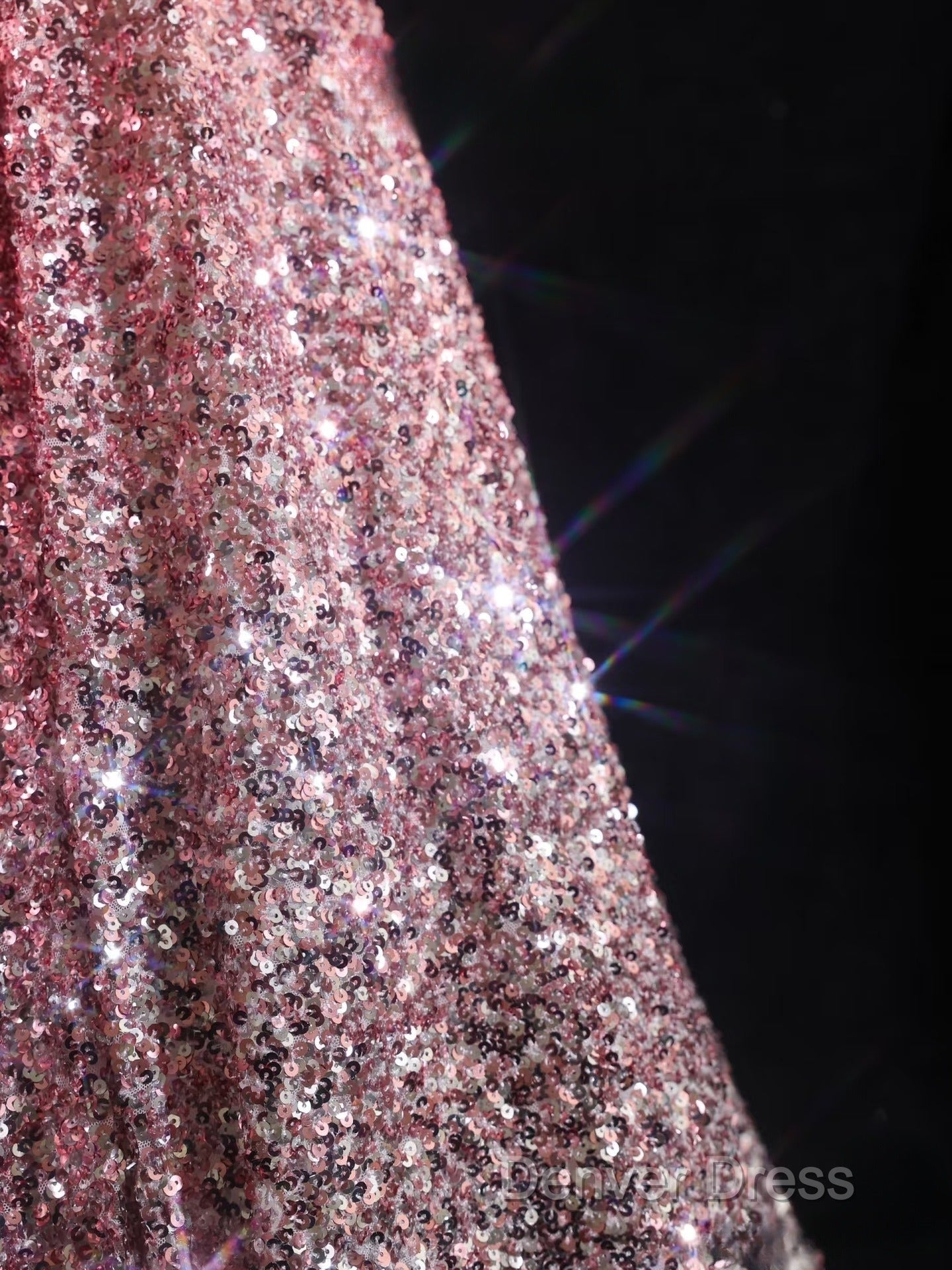 Pretty A Line Off The Shoulder Pink Sequin Long Prom Dresses Evening Gowns