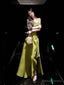 Pretty A Line Off The Shoulder Satin Green Long Prom Dresses Satin Prom Gown