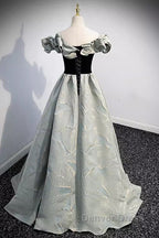 Pretty A Line Off The Shoulder Satin Long Evening Party Dresses Prom Dresses