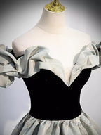 Pretty A Line Off The Shoulder Satin Long Evening Party Dresses Prom Dresses