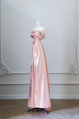 Pretty A Line Off The Shoulder Sequin Pink Long Prom Dresses Evening Gowns