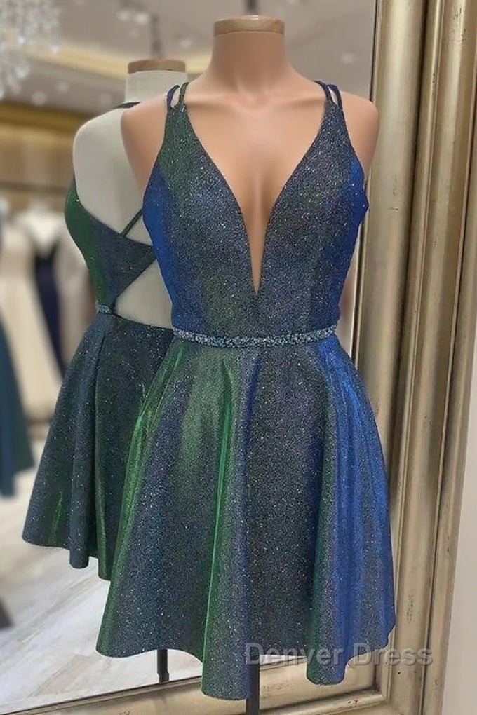 Pretty A-Line Sequins Shiny Short Cute Homecoming Dress Prom Dresses Main image