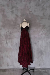 Pretty A Line Spaghetti Straps Burgundy Long Prom Dresses Birthday Dress For Women