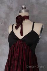 Pretty A Line Spaghetti Straps Burgundy Long Prom Dresses Birthday Dress For Women
