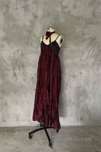 Pretty A Line Spaghetti Straps Burgundy Long Prom Dresses Birthday Dresses For Women