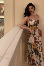 Pretty A Line Spaghetti Straps Floral Date Night Dress Prom Dresses Birthday Prom Outfit