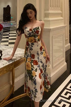 Pretty A Line Spaghetti Straps Floral Date Night Dress Prom Dresses Birthday Prom Outfit