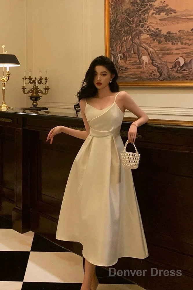 Pretty A Line Spaghetti Straps Ivory Date Night Dress Prom Dresses Birthday Prom Outfit