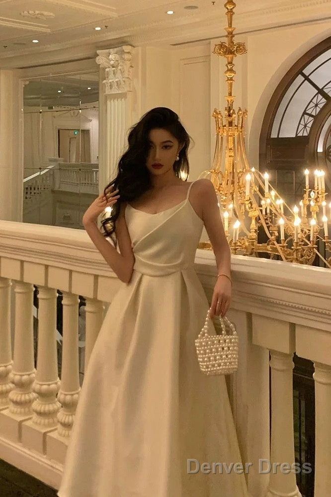 Pretty A Line Spaghetti Straps Ivory Date Night Dress Prom Dresses Birthday Prom Outfit
