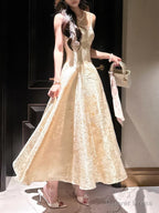 Pretty A Line Spaghetti Straps Lace Satin Prom Dresses Prom Gown